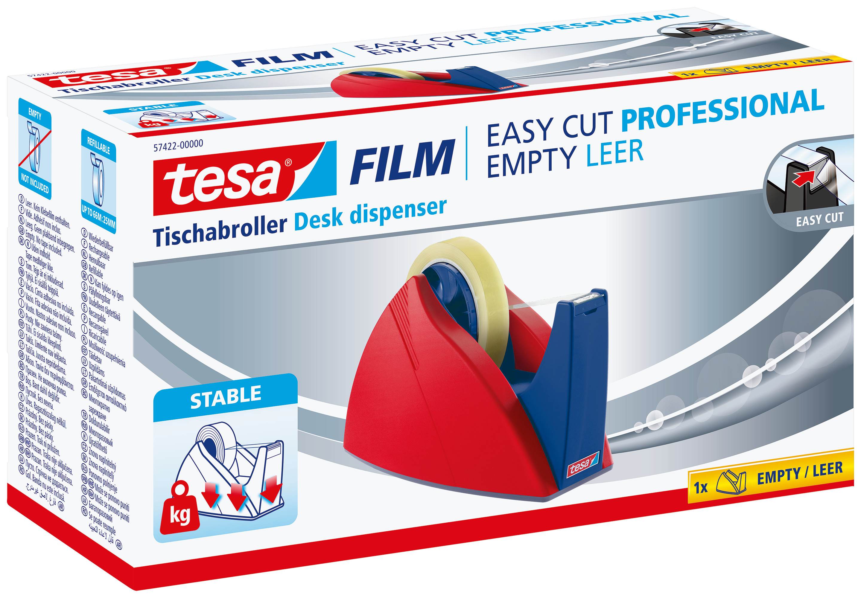 TESA Déroul. Table EasyCut 66mx25mm 574220000 rouge/bleu