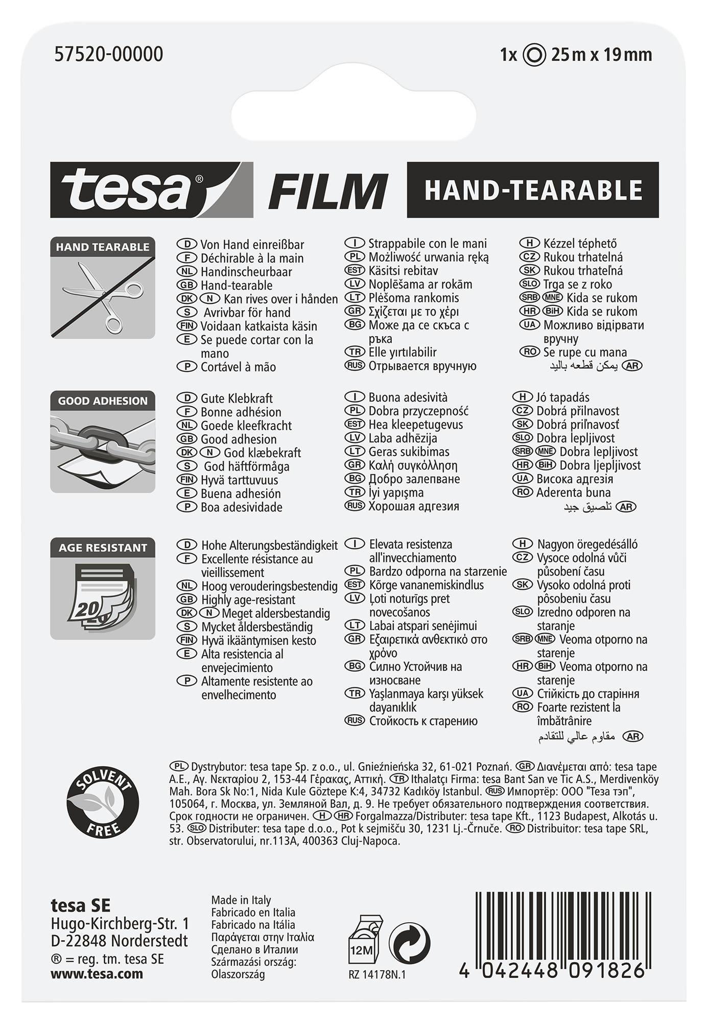 TESA Tesafilm 25mx19mm 57520-00000 transparent 1 roul.