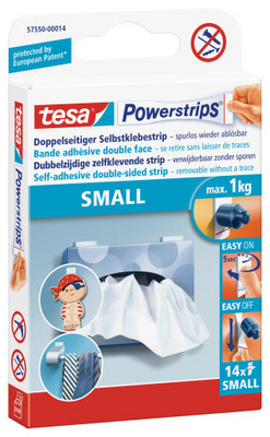 TESA Powerstrips Small 14x34mm 575500001 détach., double-face 14 pièces