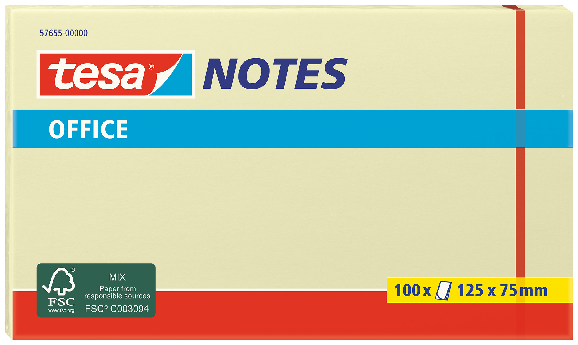 TESA Office Notes 75x125mm 576550000 jaune 100 flls.