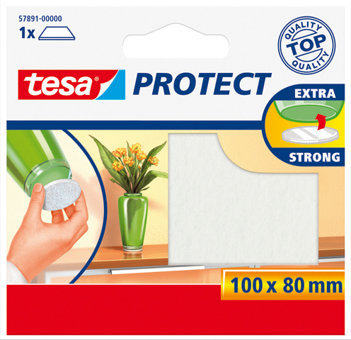 TESA Protect Feutres 100mmx80mm 578910000 blanc, à couper, anti rayures