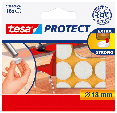 TESA Feutre Protect 18mm 578920000 blanc, ronde 16 pcs.