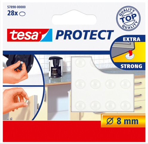 TESA Protect Pastille rond 8mm 578980000 transp.,anti-bruit/glis.28pcs.