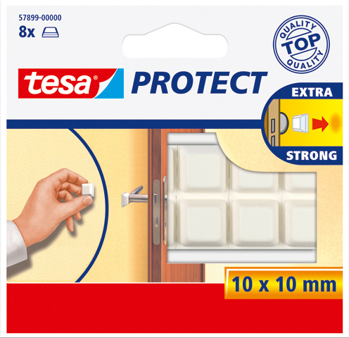 TESA Protect Pastille 10x10mm 578990000 blanc,autocol.,anti-choc 8pcs.