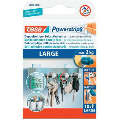 TESA Powerstrips Large 10 pcs. 580000010 détachable, Capacité 2kg