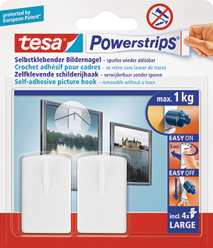 TESA Powerstrips Clou p. images 580310002 blanc, capacité 1kg 2 pièces