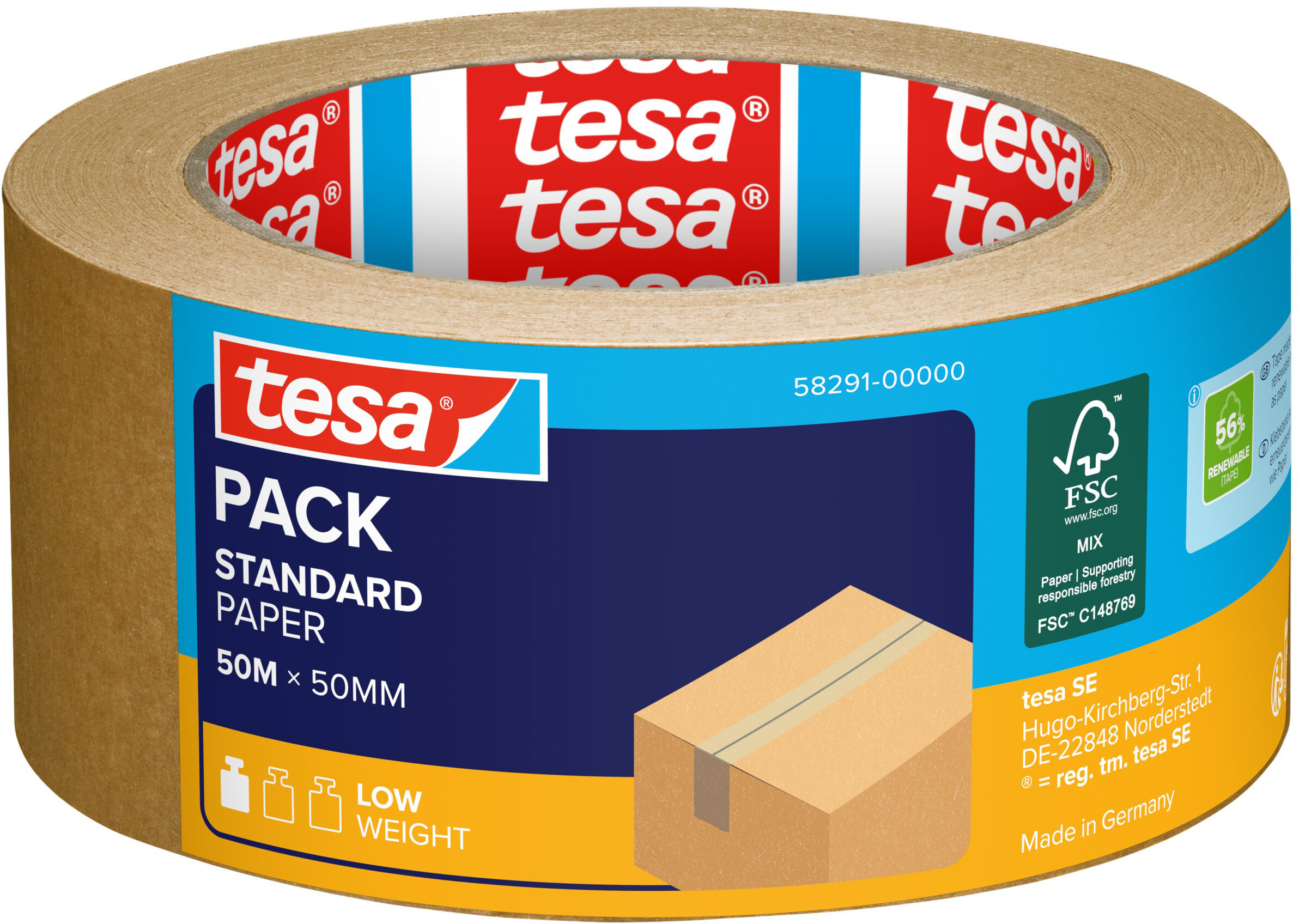 photo TESA Ruban d'emballage 50mmx50m 58291-00000 Papier, brun