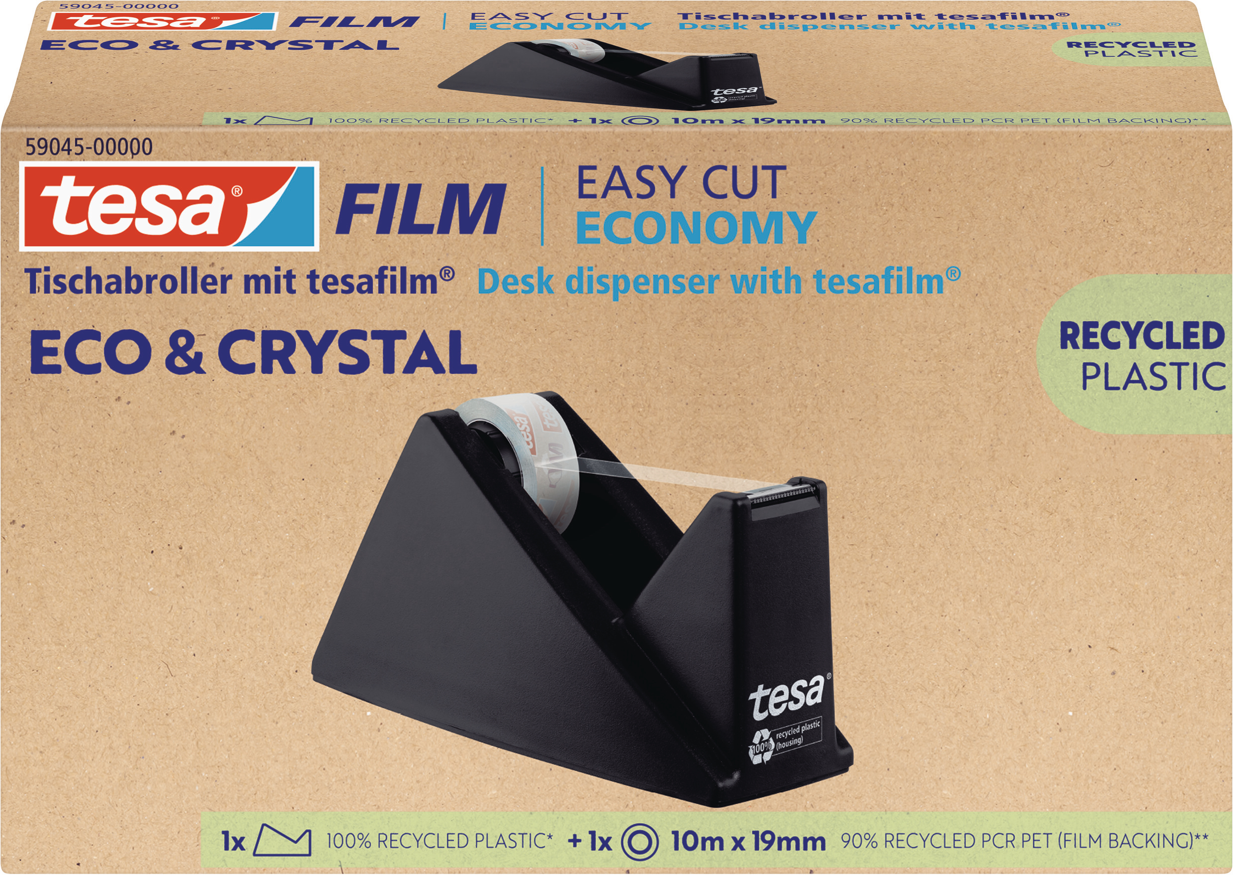 TESA Tesafilm eco&crystal 10mx19mm 59045-00000 Dérouleur de table noir 1 pcs. Dérouleur de table noi