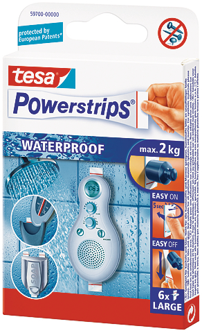 TESA Powerstrips Waterproof 597000000 blanc, large, 6 pcs.