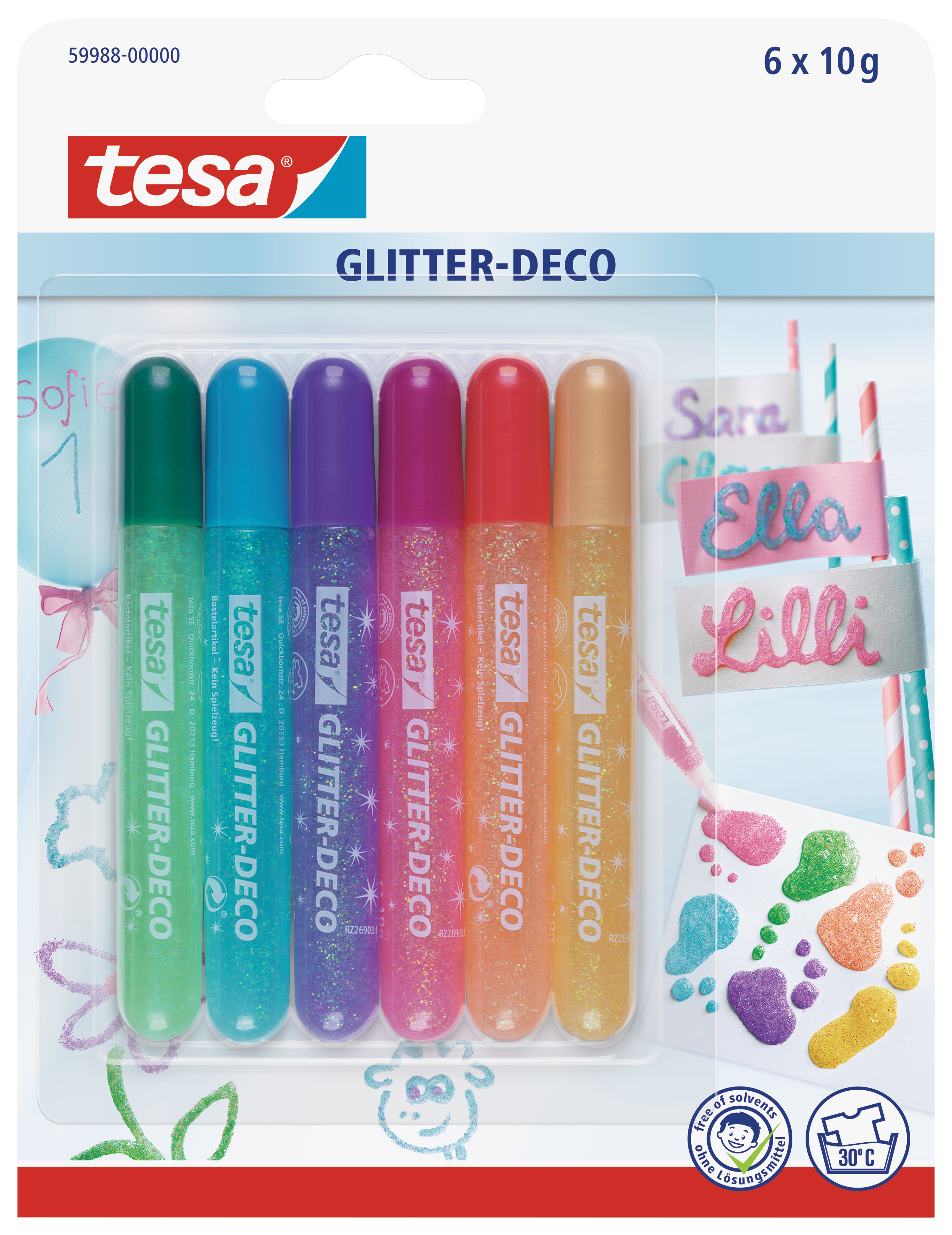 TESA Glitter Deco Candy Colors 599880000 6x10g 6 Stück