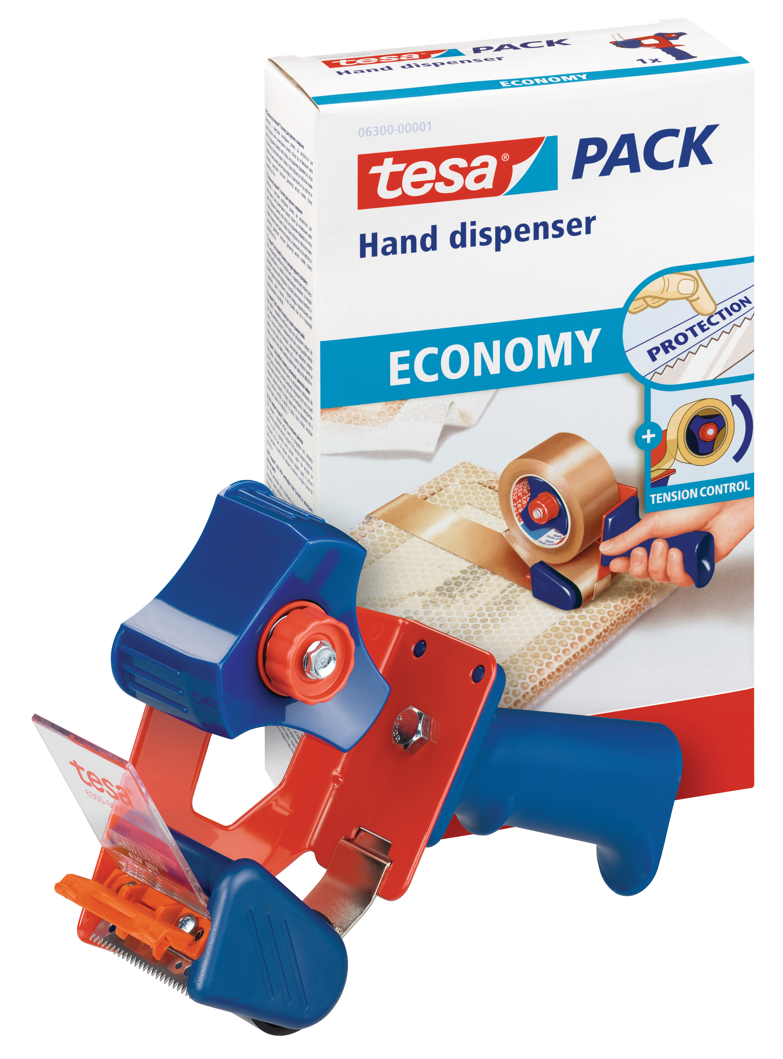 TESA Tesapack Déroul.à main Economy 630000001 bleu, max. 50mm larg. de roul.