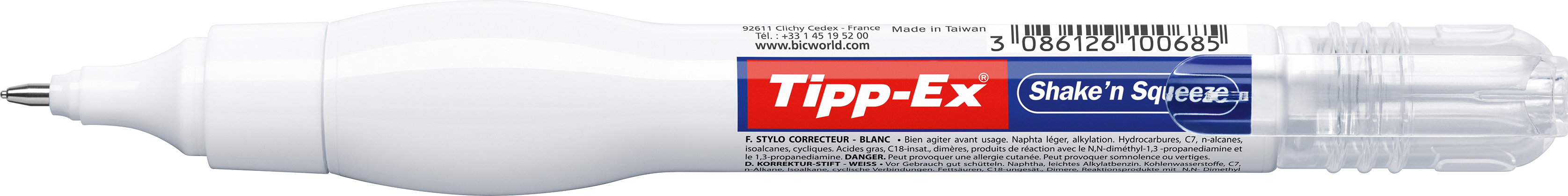 TIPP-EX Shake'n Squeeze 8ml 8024203 Stylo de corr.,couvrante blanc