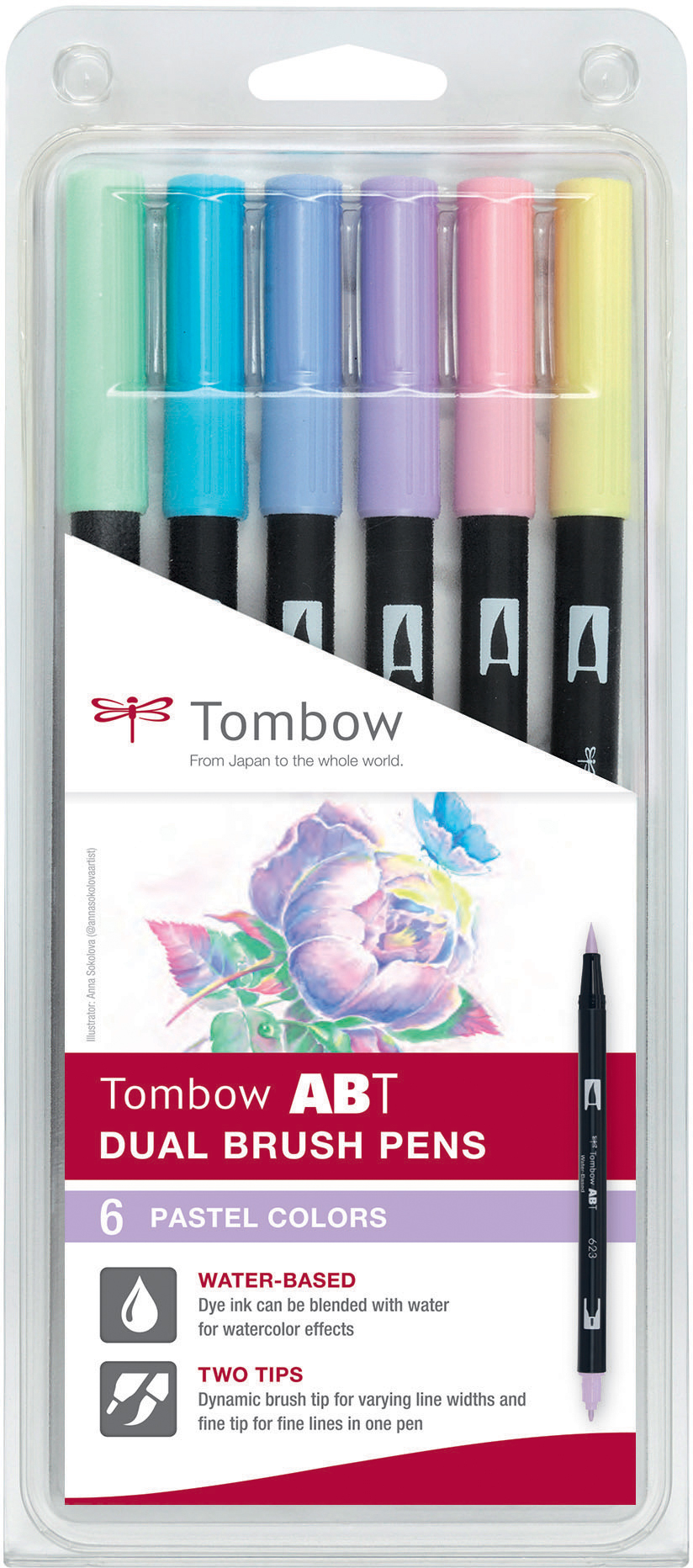 TOMBOW ABT Dual Brush Pen ABT-6P-2 6er Set Pastellfarben