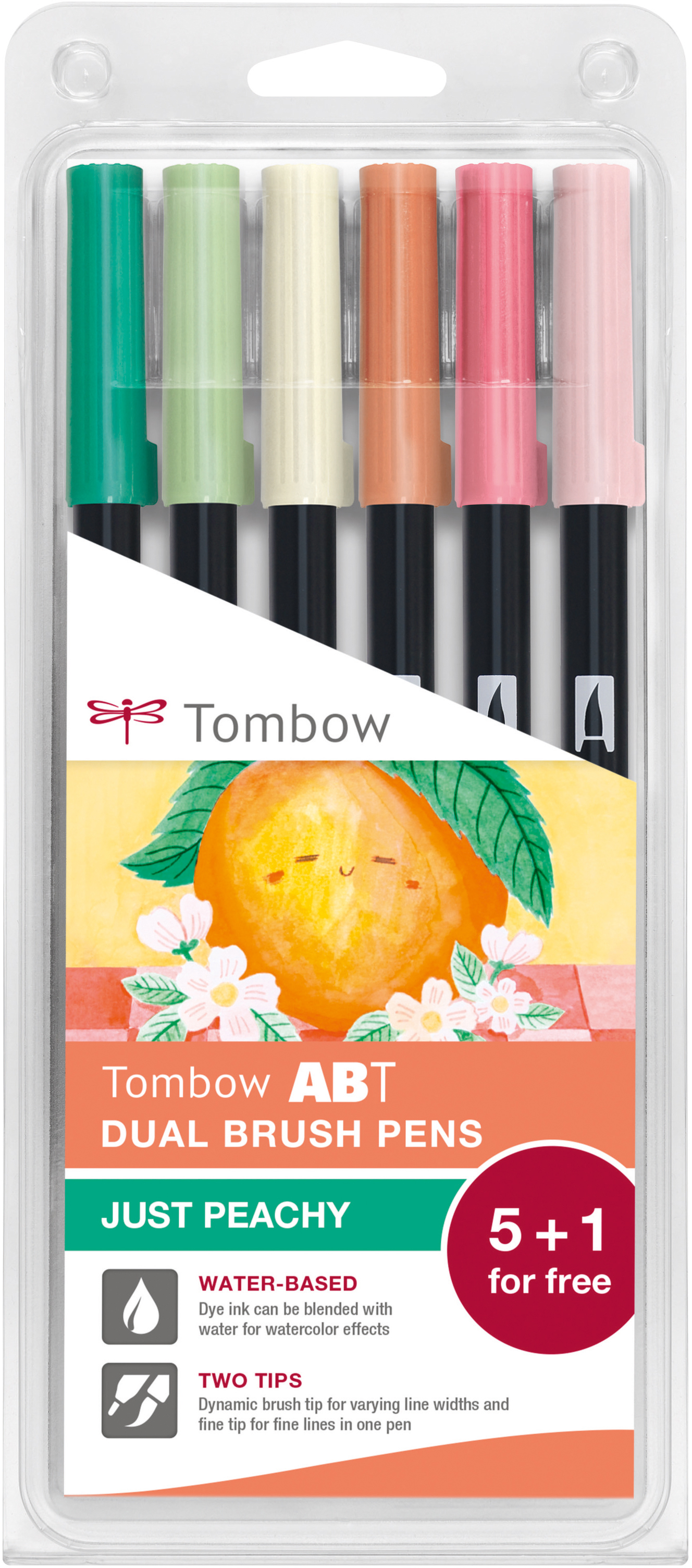 TOMBOW Dual Brush Pen ABT ABT-6PPEACHY Just Peachy 6 pièces
