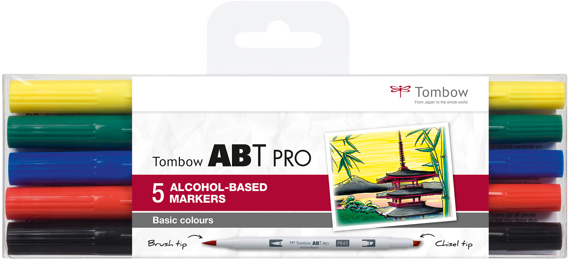 TOMBOW Dual Brush Pen ABT PRO ABTP-5P-1 Basic Colours Set, 5 pcs.