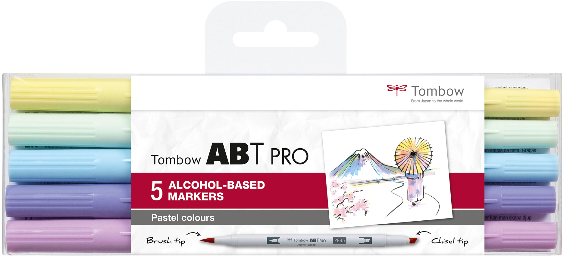 TOMBOW Dual Brush Pen ABT PRO ABTP-5P-2 Pastel Colours Set, 5 pcs.