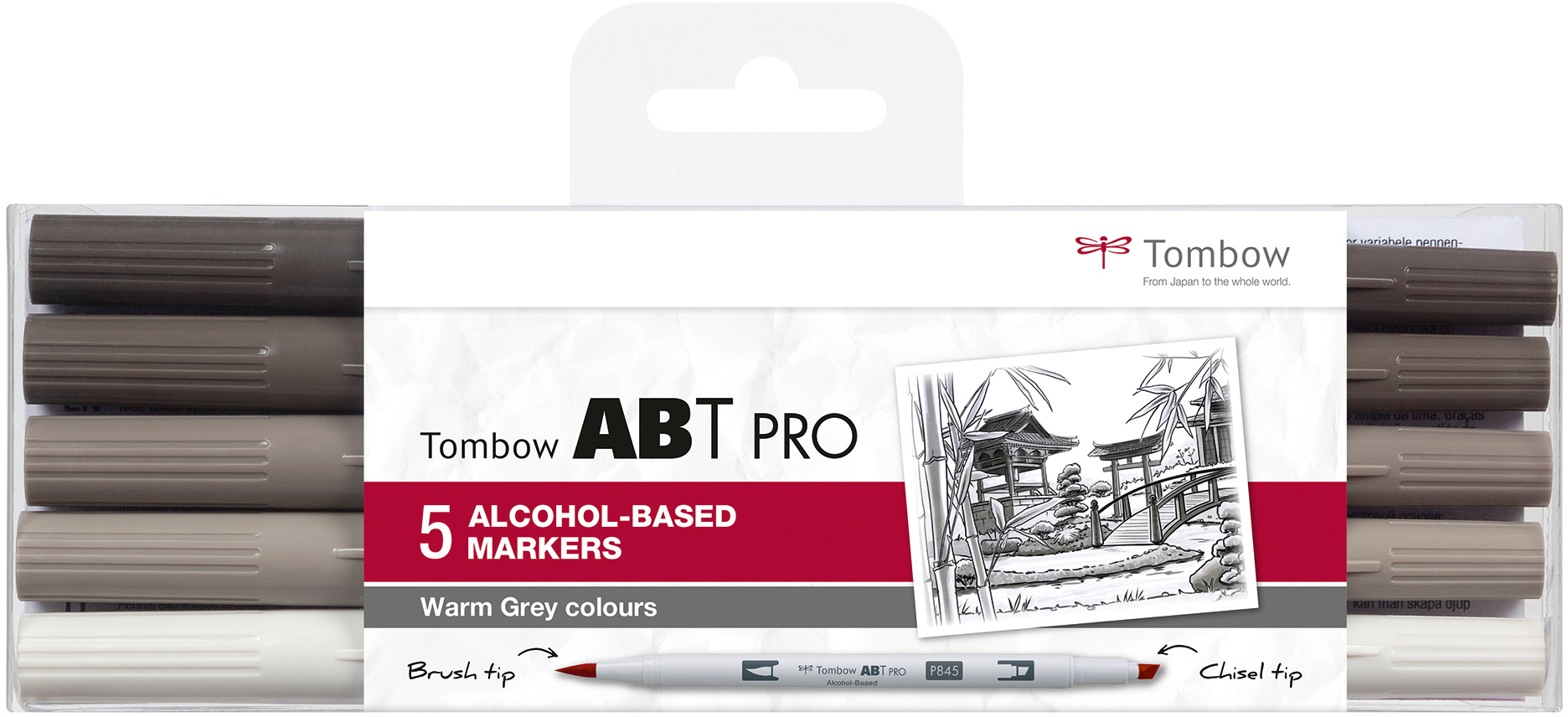 TOMBOW Dual Brush Pen ABT PRO ABTP-5P-3 Warm Grey Colours Set, 5 pcs.