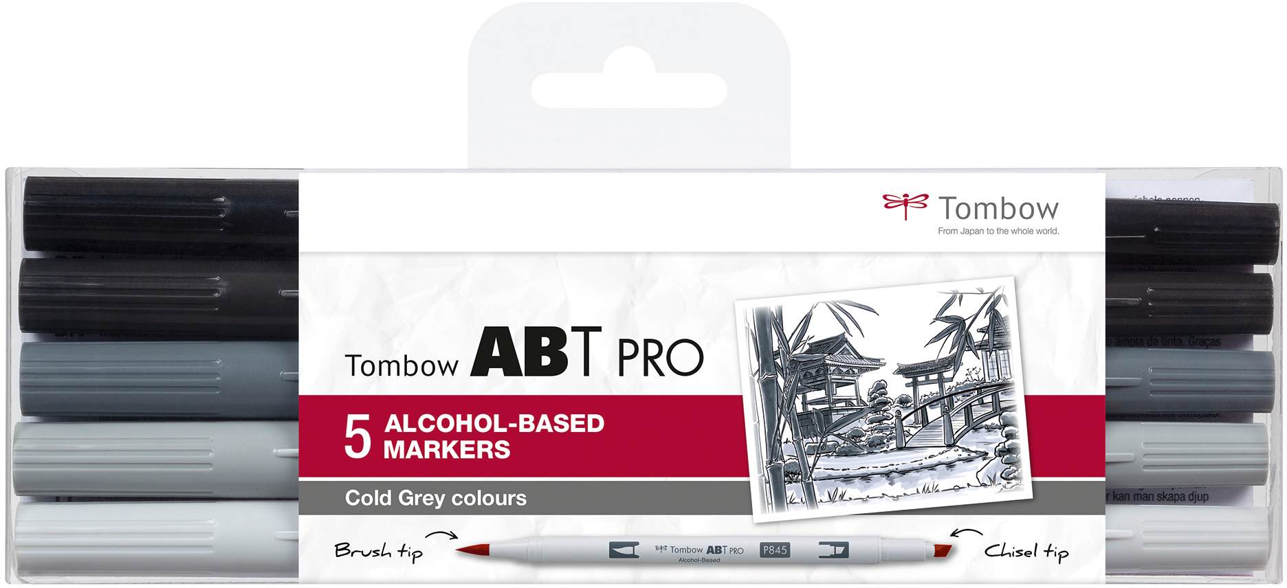 TOMBOW Dual Brush Pen ABT PRO ABTP-5P-4 Cold Grey Colours Set, 5 pcs.