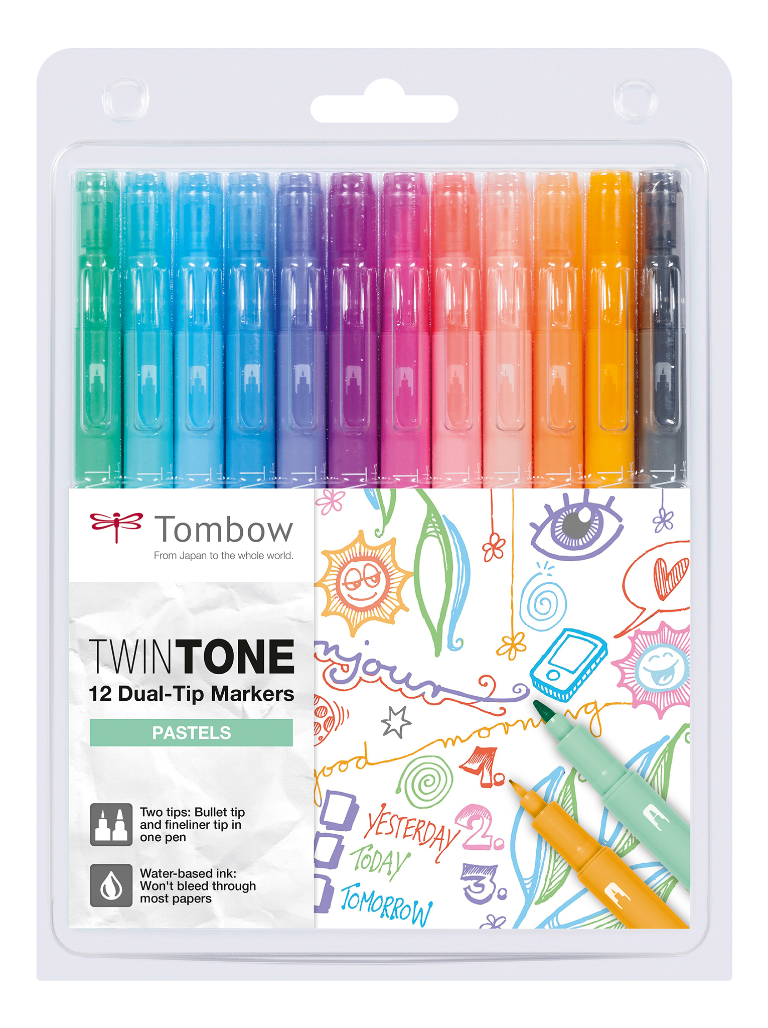 TOMBOW Stylo Fibre TwinTone Marker WS-PK-12P-2 pastel