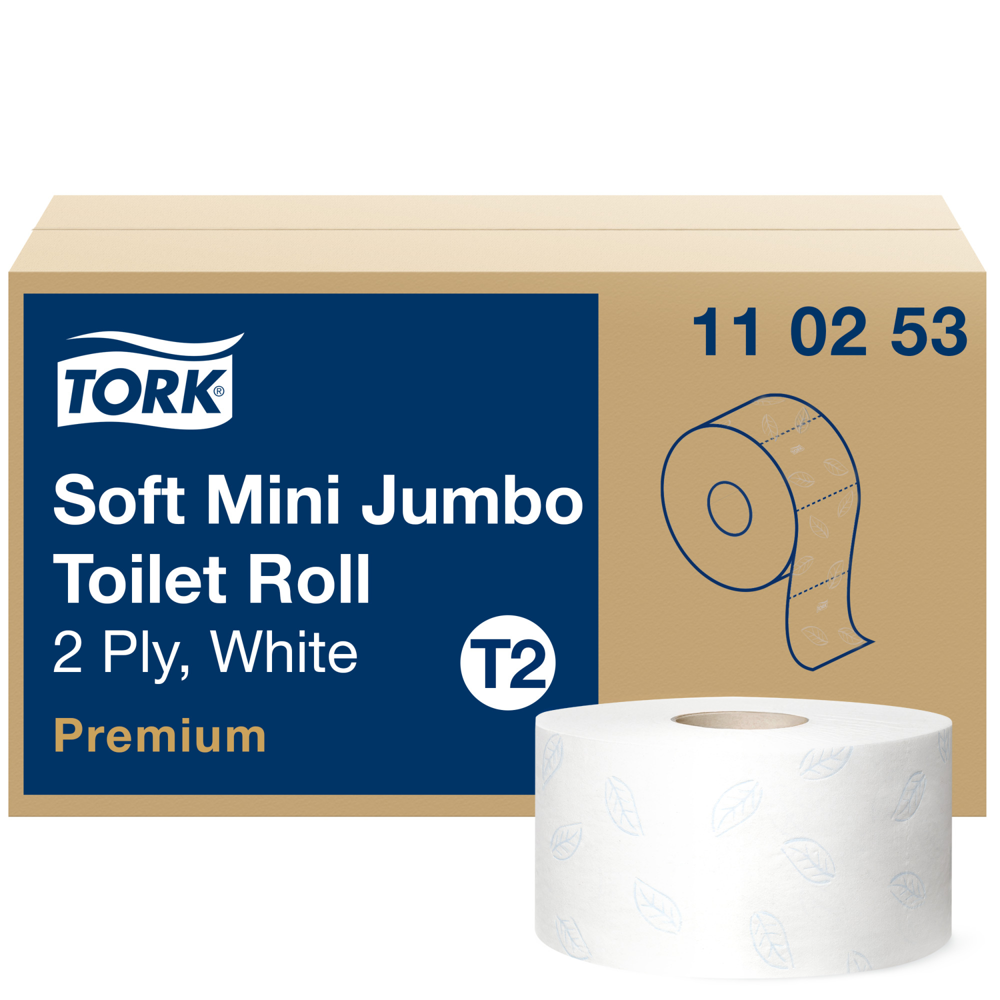 photo TORK Papier toilette Mini Jumbo T2 110253 blanc 12 Rouleau à 170m