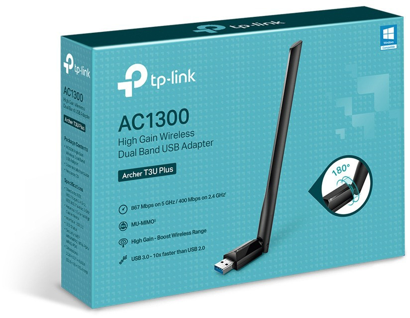 TP-LINK Wi-Fi USB Adapter Archer T3U Plus AC 1300 High Gain Dual Band