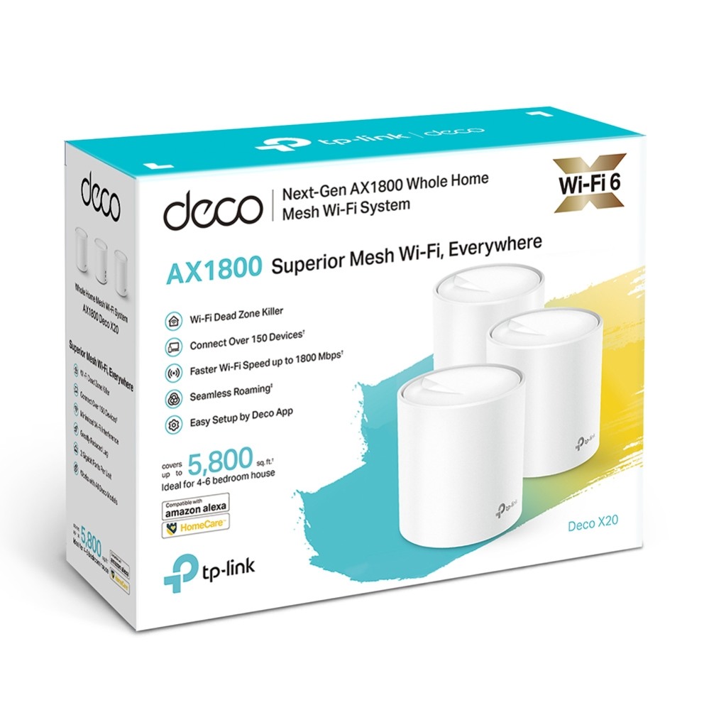 TP-LINK Whole Home Mesh Wi-Fi System Deco X20(3-pack) AX1800(3-Pack) white