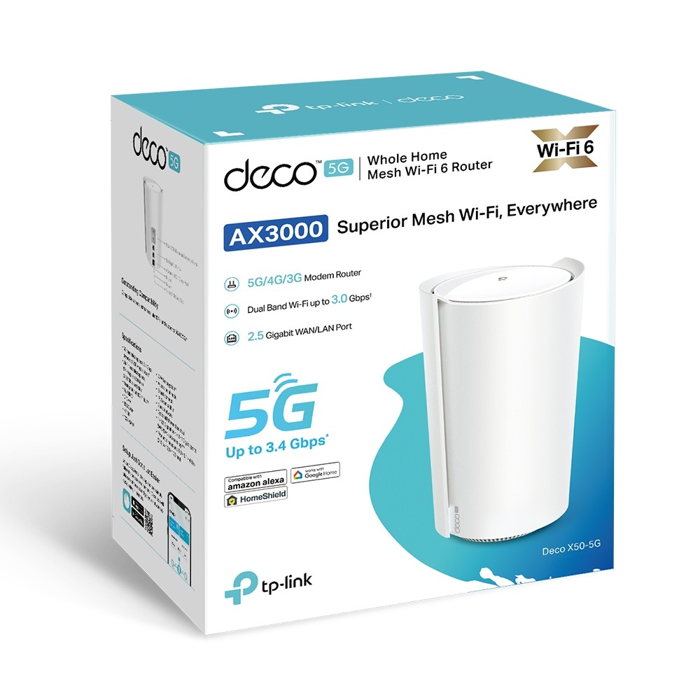 TP-LINK WHMesh Wi-Fi 6 Router, 5G Deco X50-5G(1-pack) AX3000, 2.5GBit