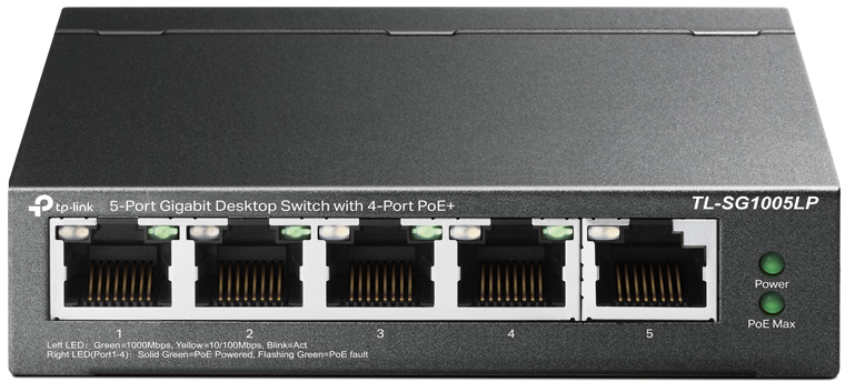 photo TP-LINK 5-Port Desktop Switch TL-SG1005LP with 4-Port PoE+