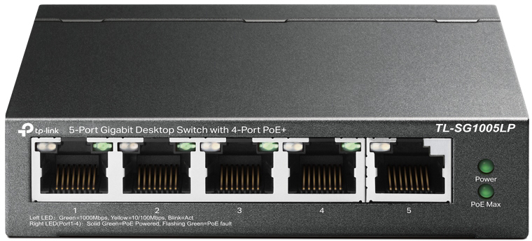TP-LINK 5-Port Desktop Switch TL-SG1005LP with 4-Port PoE+ with 4-Port PoE+