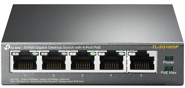 photo TP-LINK 5-Port Gigabit Desktop Switch TL-SG1005P-PD with 1-Port PoE++