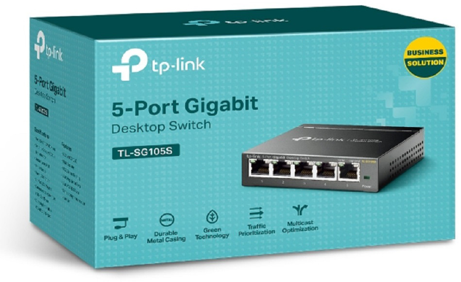 TP-LINK 5-Port Gigabit Desktop Switch TL-SG105S Desktop Steel Case