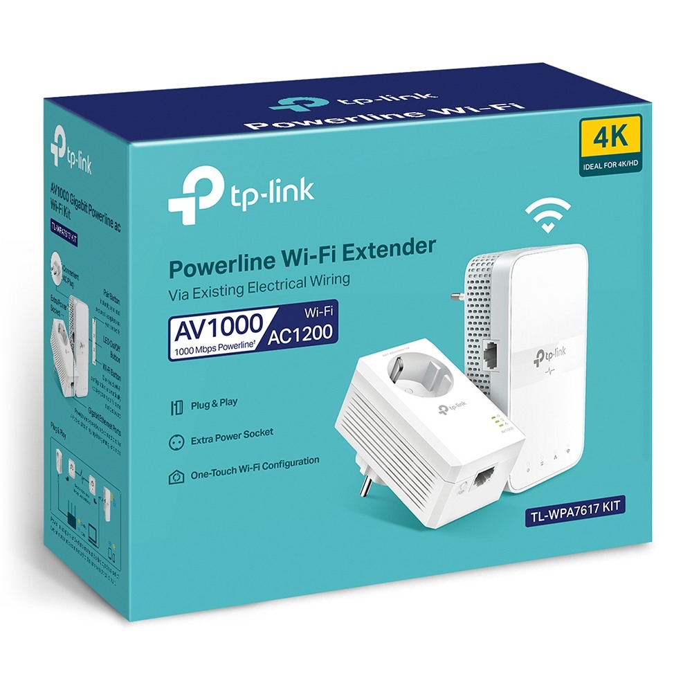 TP-LINK AV1000 GB Powerline Wi-Fi TL-WPA7617 KIT(CH) AC1200 Starter Kit