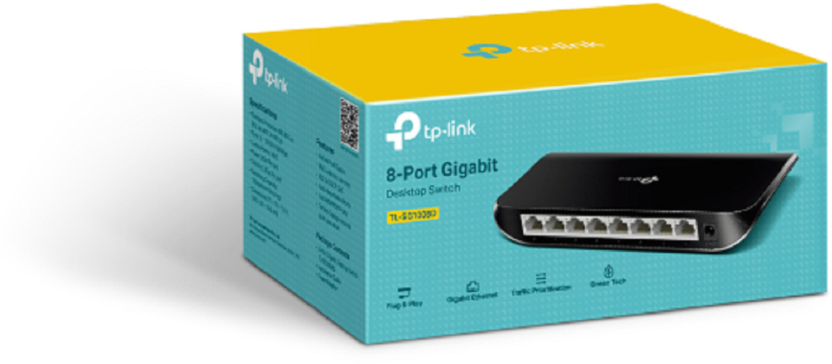 TP-LINK 8-Port-GB-Desktop-Switch TLSG1008D 10/100/1000 Mbit/s