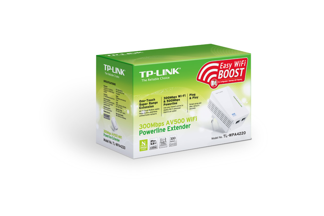 TP-LINK WLAN Powerline Extender TLWPA4220 300Mbps, Wifi