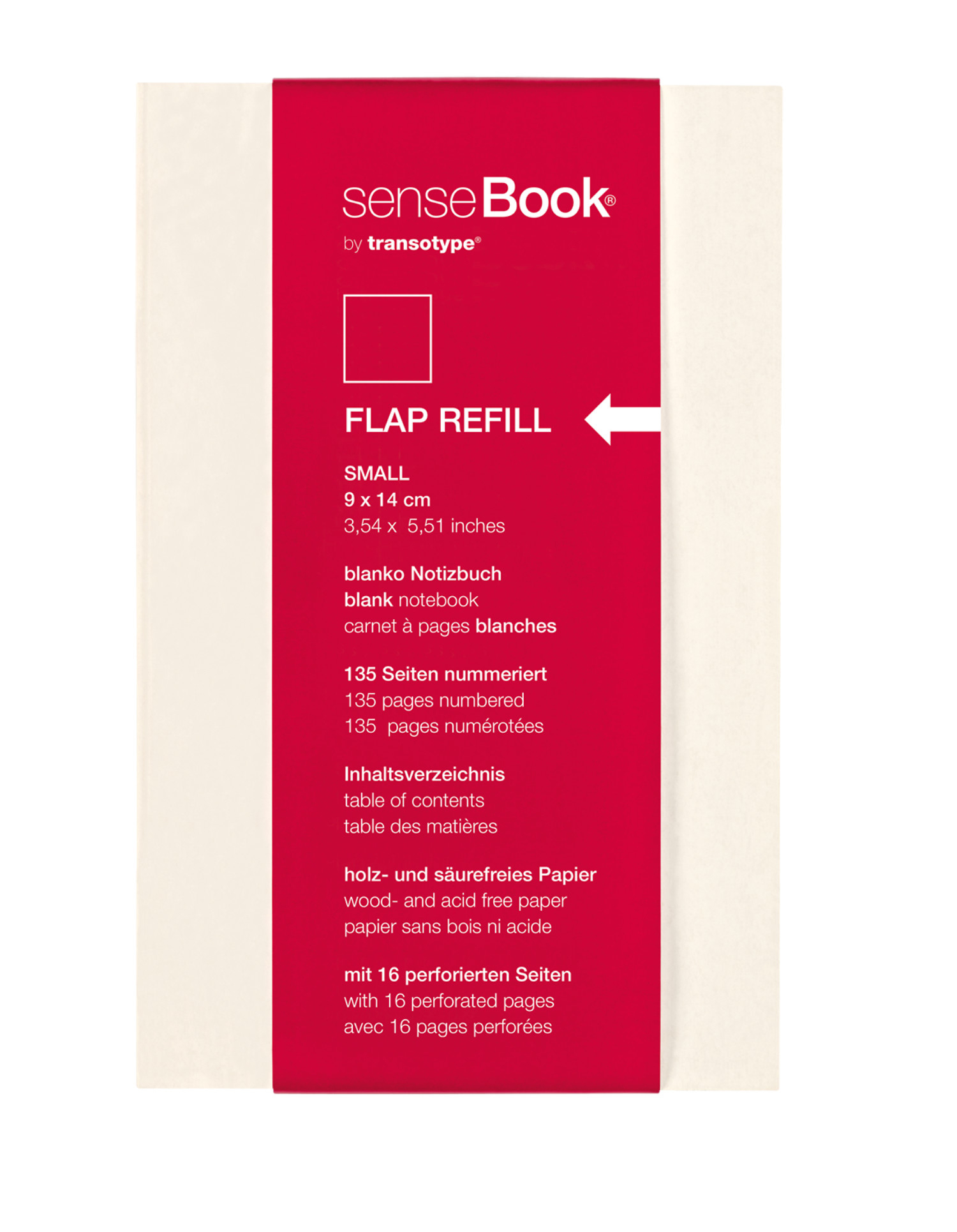 TRANSOTYPE senseBook FLAP REFILL A6 75510601 ligné, S, 135 feuilles beige