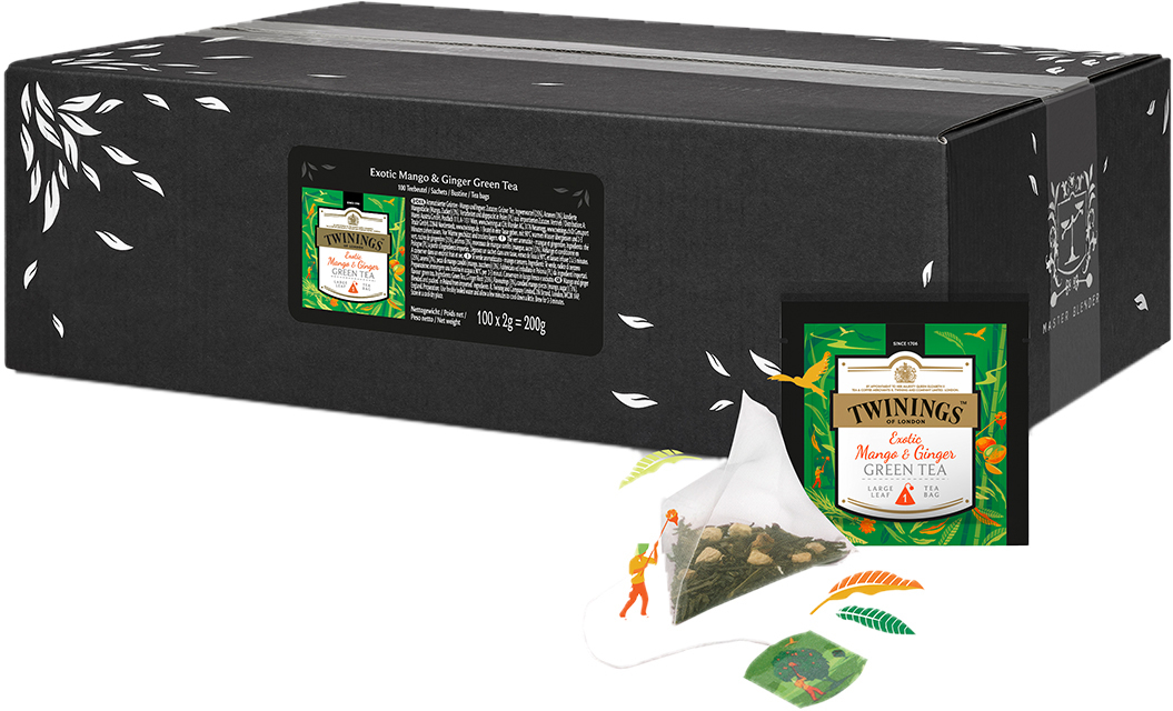 photo TWININGS Mango & Ginger Green Tea 100015079 Pyramide 2g, 100 pcs.