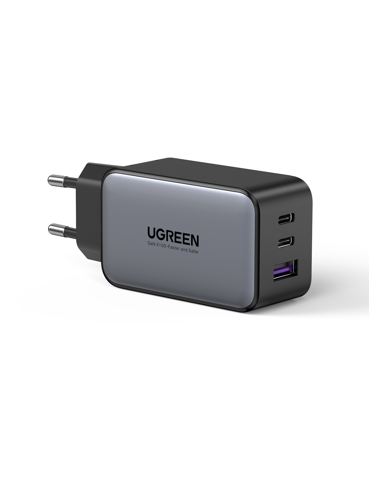 photo UGREEN USB Wall Charger 65W 3-Port 10335 PD GaN 2xUSB-C,1xUSB-A,Black