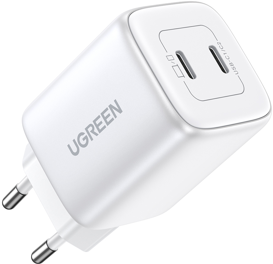 UGREEN USB C Wallcharger Nexode 15327 Dual,45WPD,GaN,White
