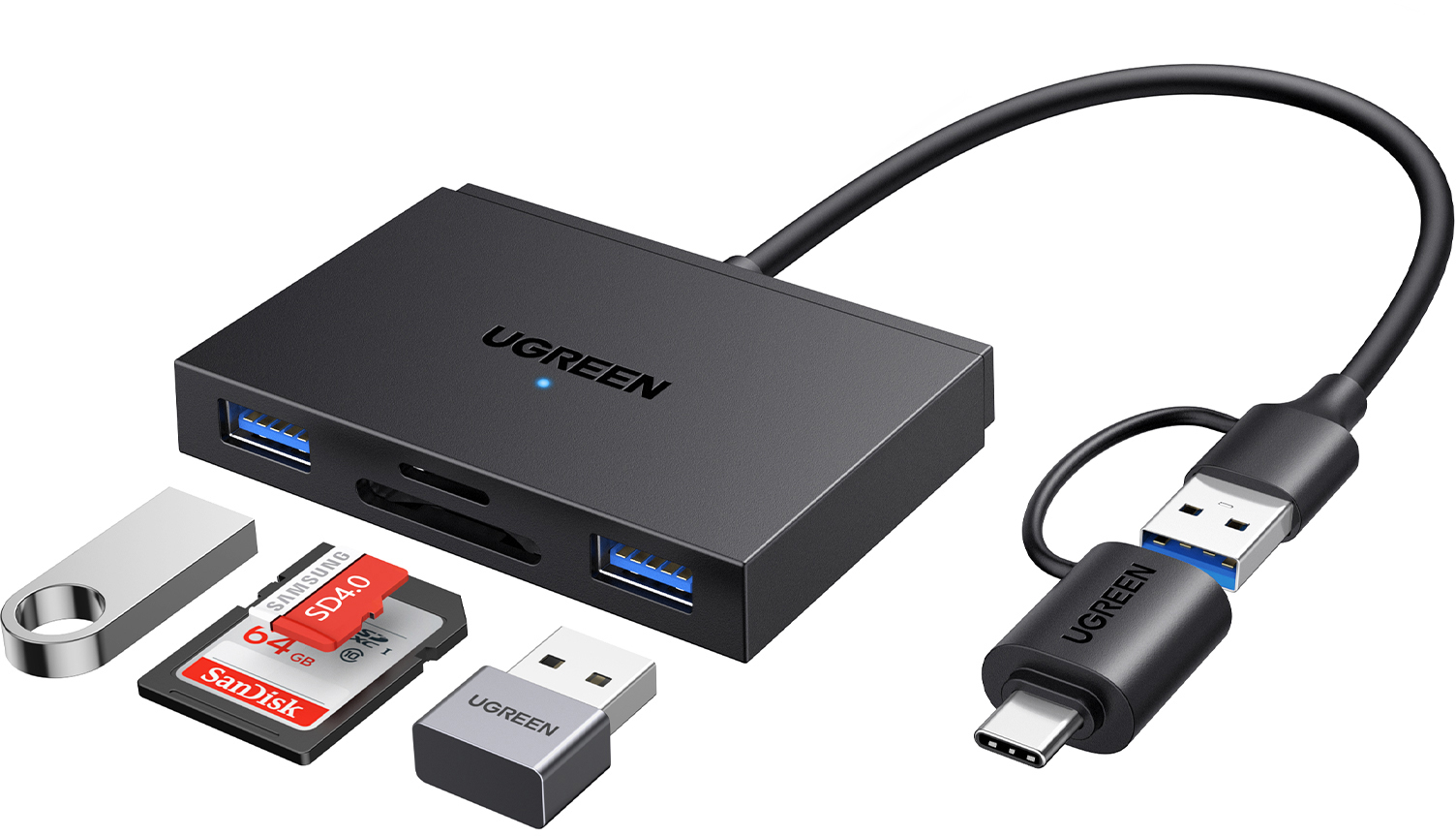 photo UGREEN 4in1 Card Reader 45167 USB-C3.0&USB-A 3.0,SD,TF