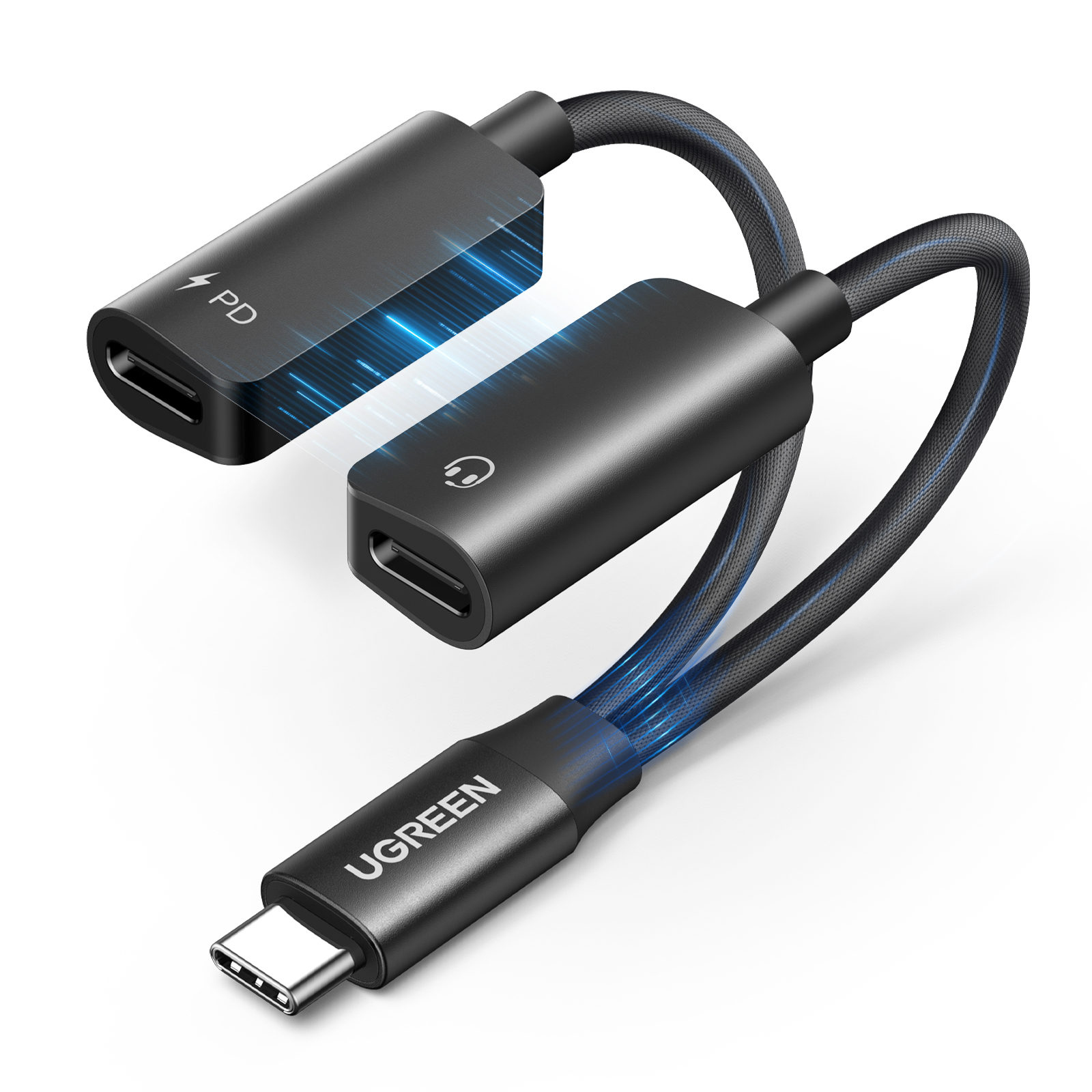 photo UGREEN Audio Adapter 2-in-1 45800 1xUSB-C In, 2x-USB-C Out