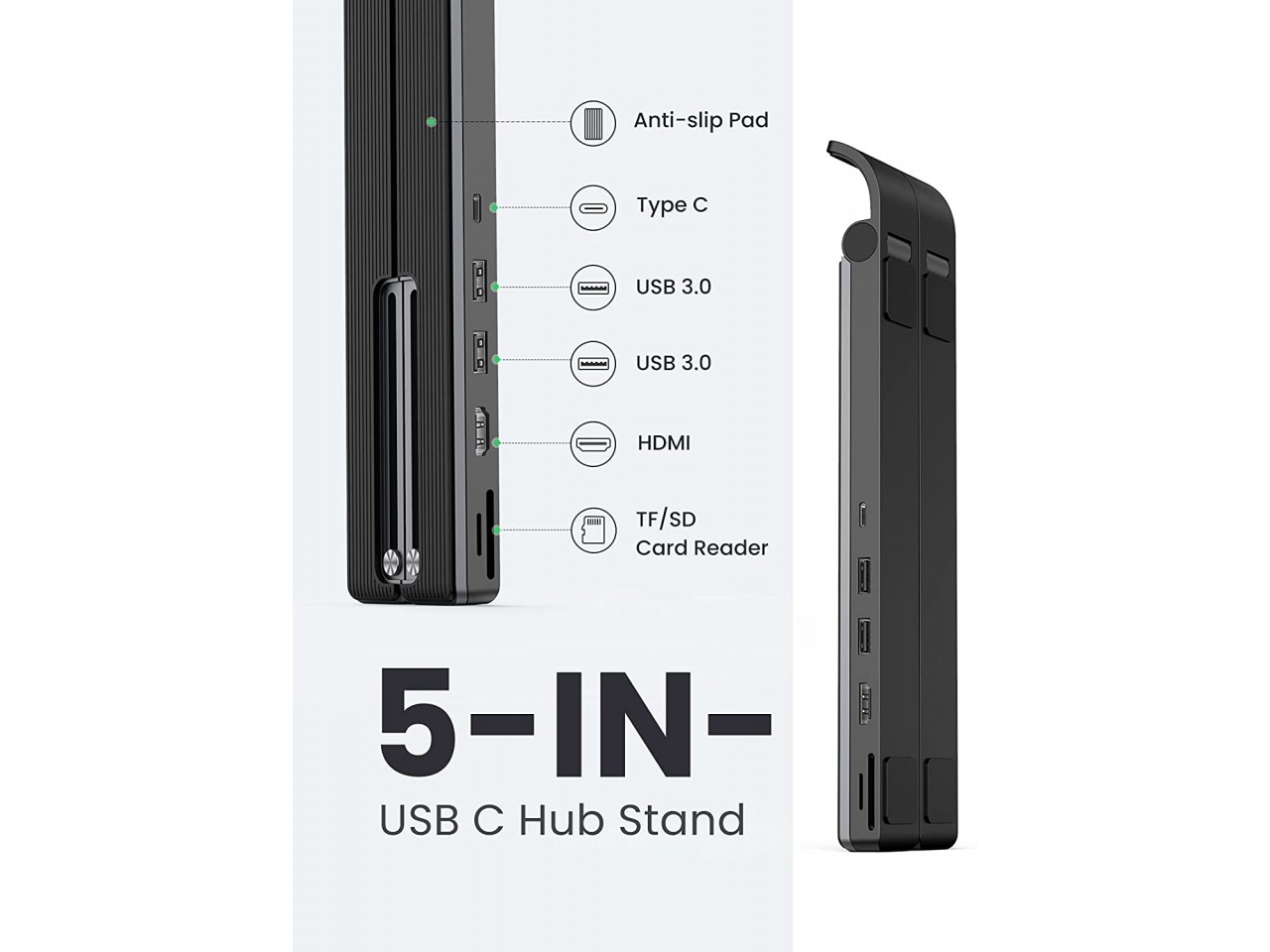 UGREEN Dock.Station Noteb. Stand (BB) 80551 HDMI,2xUSB-A,USB-C,SD TF,Bl.