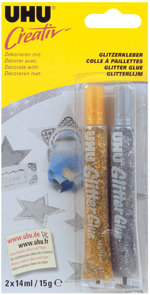 UHU Glitter Glue Creative 44120 or/argent 2x20ml