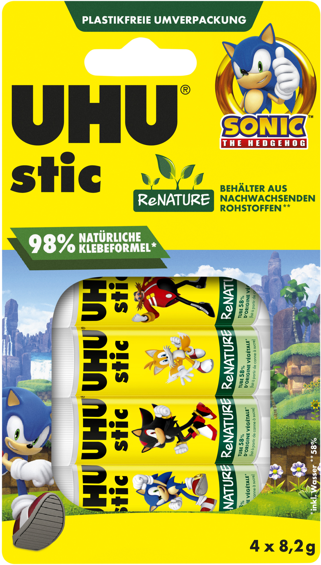 photo UHU Bâton de colle ReNATURE 4x8,2g 9000328 Sonic the Hedgehog