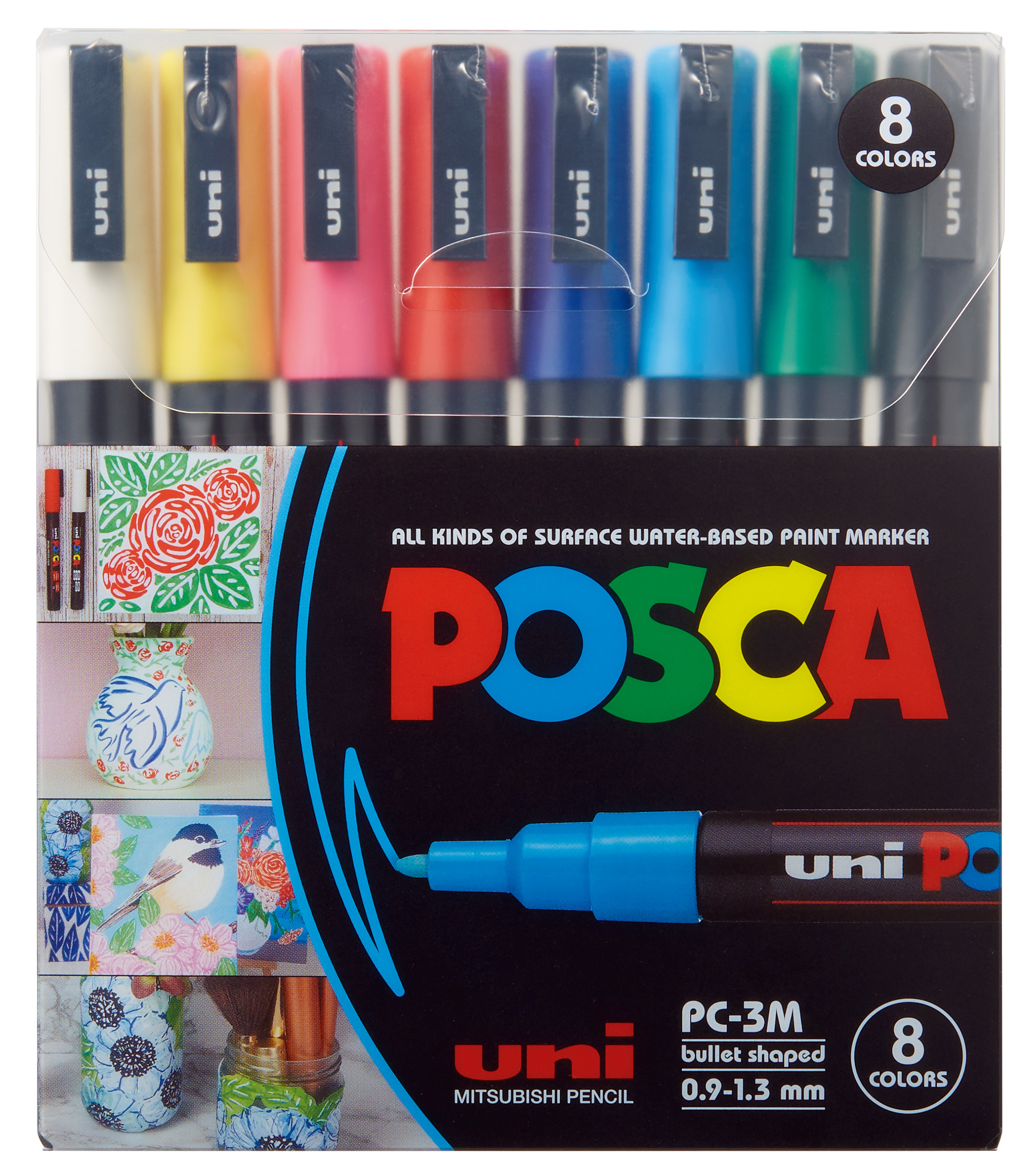 UNI-BALL Marker Posca 0.9-1.3mm PC-3M 8C 8 couleurs ass. 8 couleurs ass.
