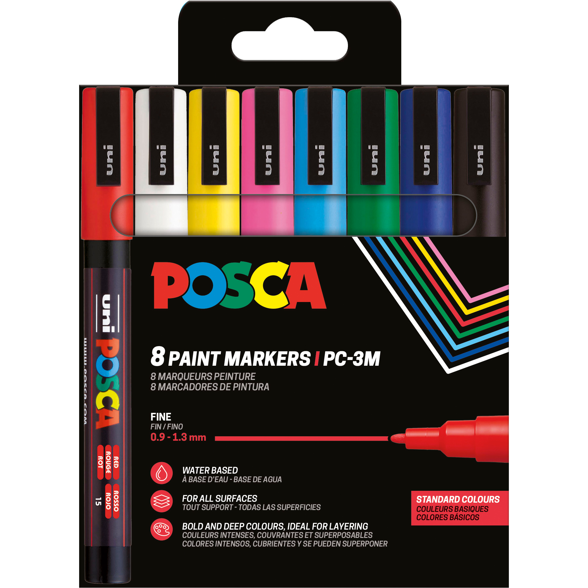 photo UNI-BALL Marker Posca 0.9-1.3mm PC-3M 8P 8 couleurs ass.