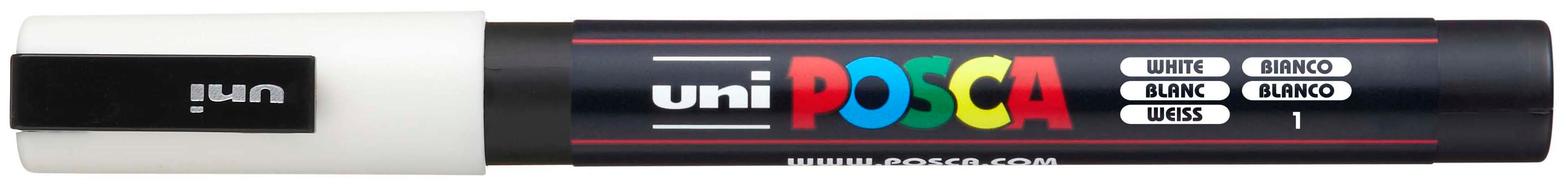 UNI-BALL Posca Marker 0,9-1,3mm PC3M weiss, Rundspitze<br>