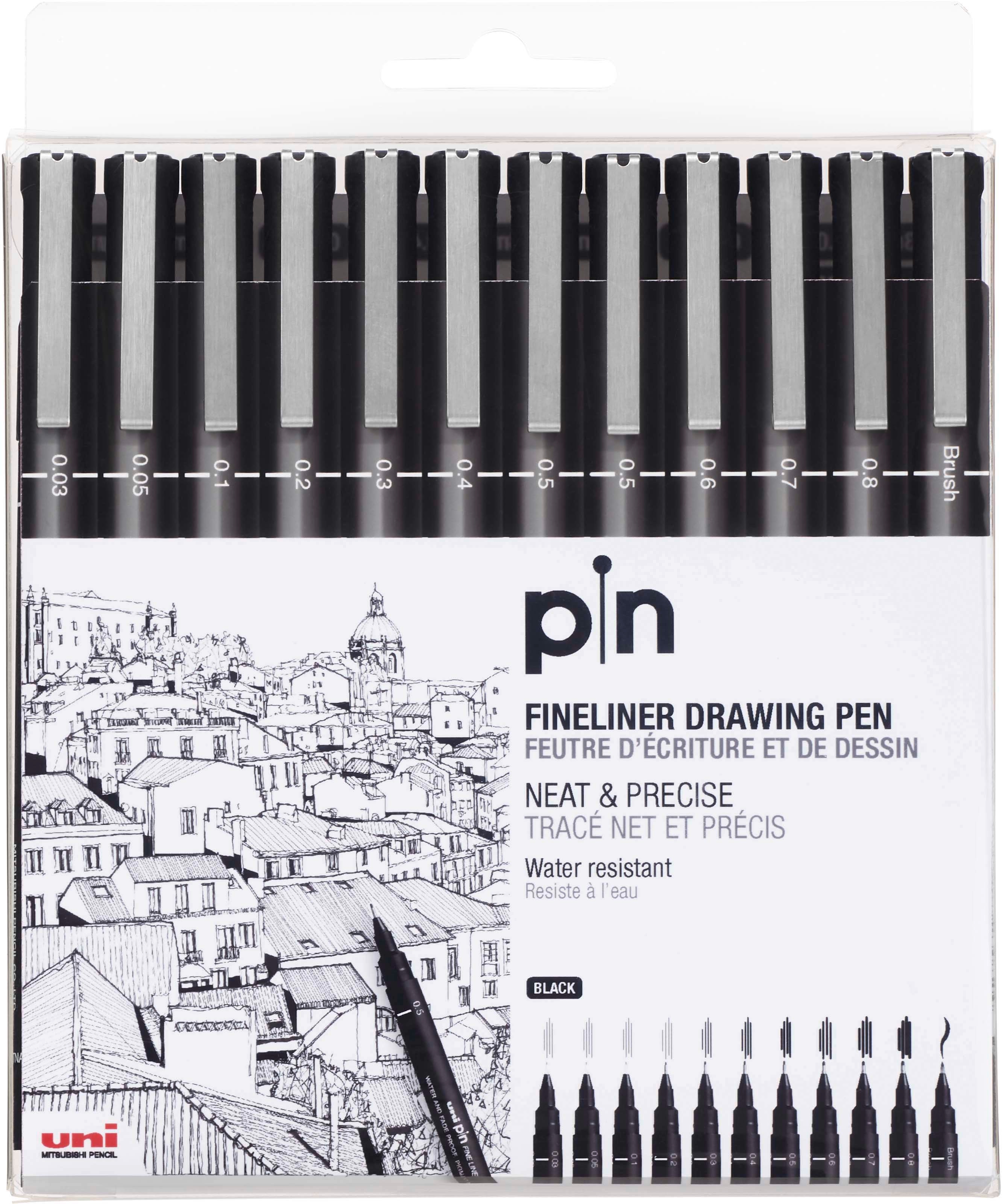 UNI-BALL Fineliner Pin PIN-200(S) Black 12P noir 12 pcs.