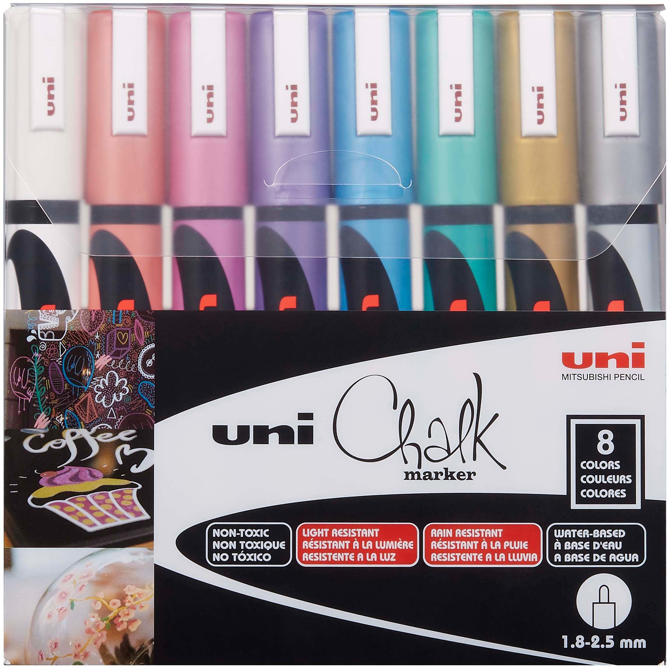 UNI-BALL Chalk Marker 1.8-2.5mm PWE-5M METALLIC 8C 8 pcs. ass.