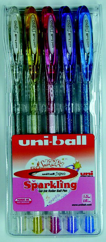 UNI-BALL Signo Sparkling 1mm UM-120SP.5C 5 Farben Etui