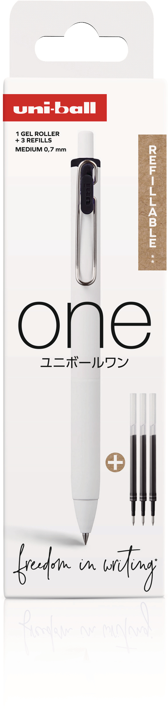 UNI-BALL Gel-Roller ONE 0.7mm UMNS/07/1+3R schwarz